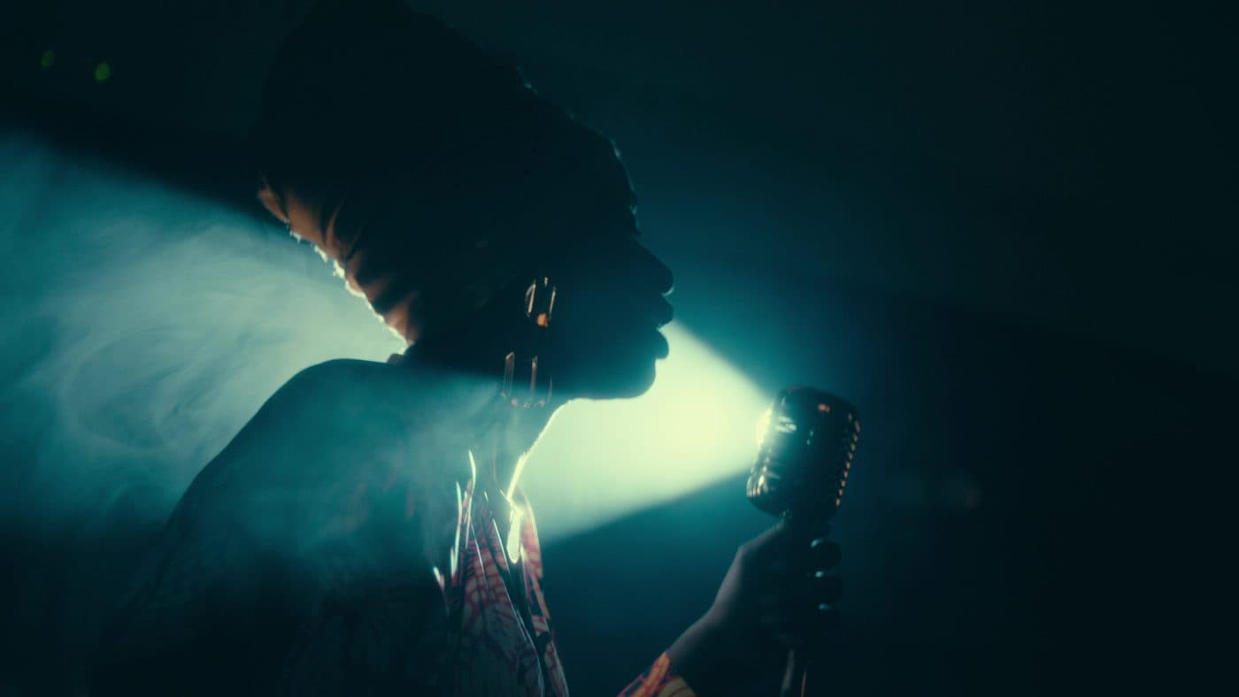 Live performance lit in blue