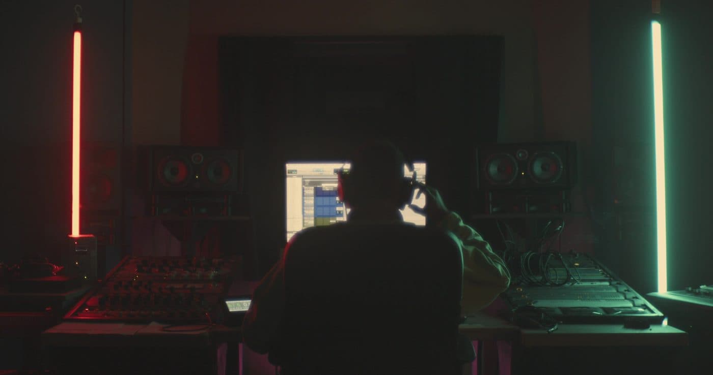 Studio desk at night